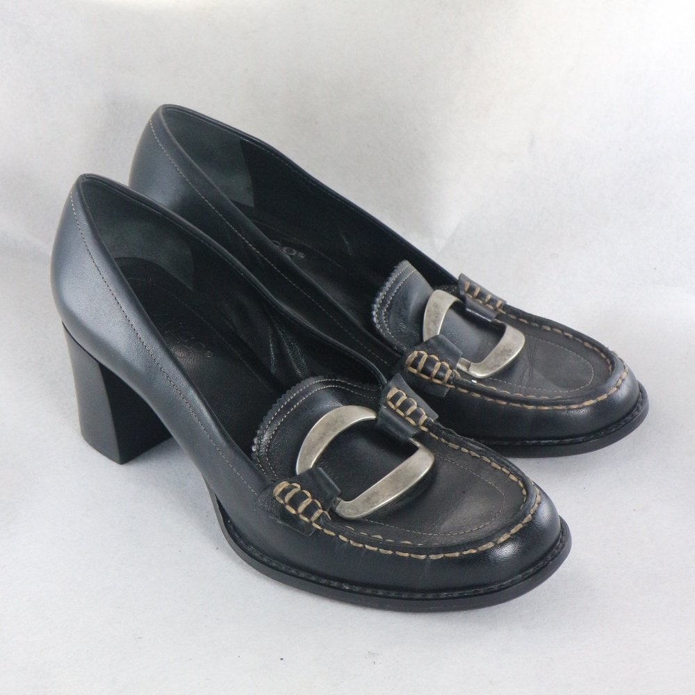 FRANCO SARTO Buckle Moc Toe Loafer Style Heels